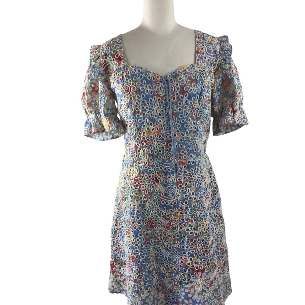 Adelyn‎ Rae Blue Eyelet Dress, Size Medium